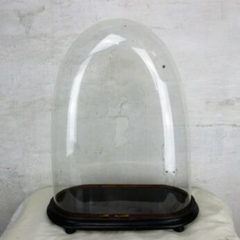 L Antique Victorian Oval Hand Blown Glass Globe Dome Display Clock 19.96"