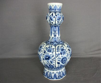 Beautiful Bulbed Vase Delft Holland Blue White Porcelain Marked OUD Delft Gorgeous Hand Painted 15.35"
