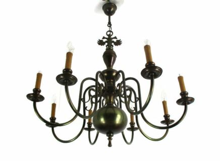 Flemish Dutch Style Chandelier 8 Arm Light Brass Farmhouse Country Style Eagle
