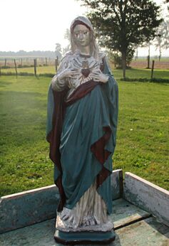 Vintage Virgin Mary Madonna Plaster Statuette Figurine Silver painted