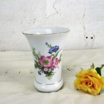 Small Kaiser West Germany Vase Gold Rim Marked Hand Painted Flowers