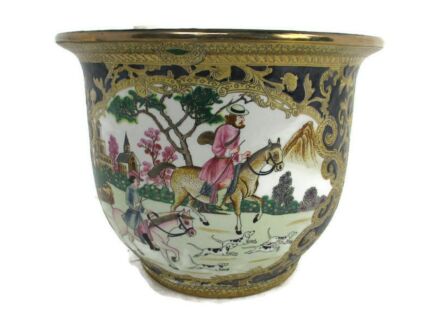 Antique Planter Flower Pot Jardiniere Sèvres Limoges Style Chinoiserie Hunters