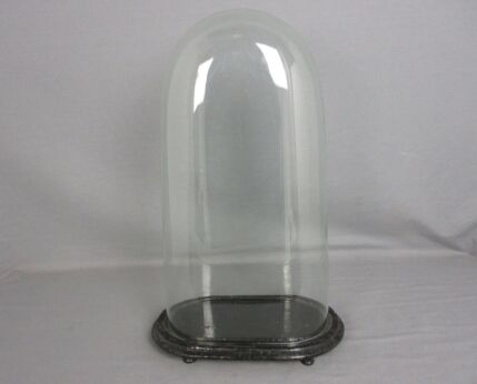 Antique Victorian Oval Hand Blown Glass Globe Dome Doll Clock 17.91" 9.56"