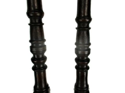 Pair Antique Hand Carved Wood Reclaimed Corbels Pillars Architectural Staircase Finial