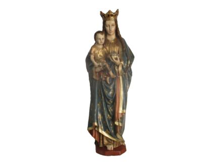 Church Chapel Antique Neo Gothic 1900 plaster Statue Virgin Mary Crowned Infant
