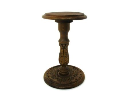 Gorgeous Small Ornate Hand Carved Wood Side Display Table Pedestal Plant Bonsai Stand Mid century Modern