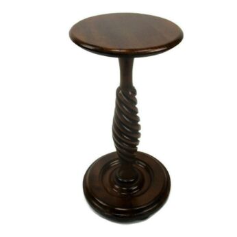 Small Ornate Twisted carved wood Pedestal Table Plant Bonsai Stand Side Table 18.50"