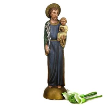 Art Deco Saint Joseph Infant Jesus Plaster Statue Lilies Collector HTF 18.89"