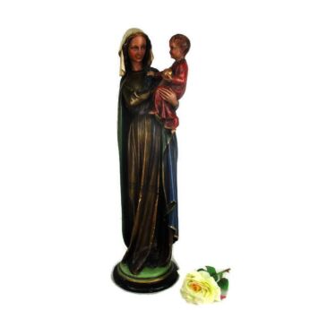 Antique 1900 Large Church Statue Holy Mother Infant Child Neo gothic HTF 17.7"