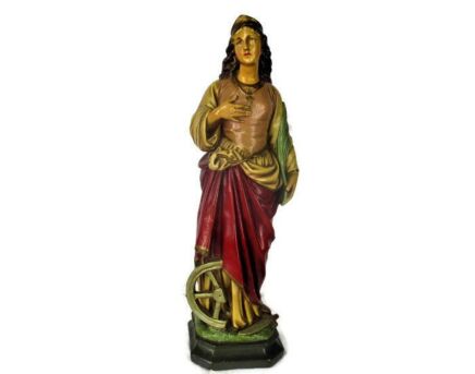 Saint Catherine of Alexandria Statue Plaster Patron Pregnant Women Sword Anchor Extremely rare