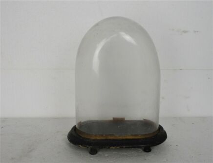 Antique Victorian Oval Hand Blown Glass Globe Dome Doll Clock 11.41" H 8.26"W