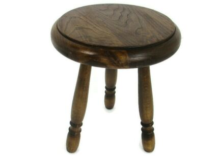 Vintage Hand Carved wood Tripod Milking Stool Pedestal Small Table Pedestal