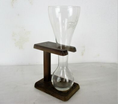 Belgian Beer Glass Kwak Pauwel Wooden Holder Coachman's glass