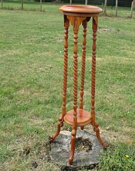 Vintage Barley Twist Carved wood Pedestal Display Side Table Plant Stand 39.76"