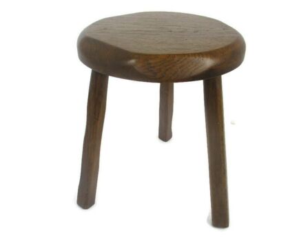 Hand Carved wood Tripod Milking Stool Pedestal Table Pedestal Barn Style Funky