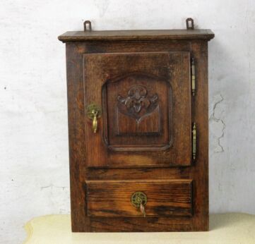Vintage hand Carved Wood Oak Medicine Wall Bathroom Wall Cabinet Apothecary
