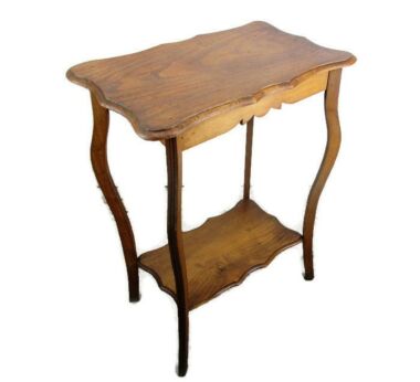 Art Nouveau Wood Side Occasional Wine Table Pedestal Plant Stand Two Tier HTF