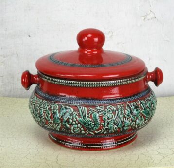 Dumler Breiden Art Pottery Retro Mid Century Modern Tureen Bowl Lidded Fat Lava