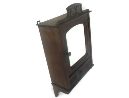 Kitchen Medicine Apothecary Bathroom Cabinet Carved Wood Ornate Beveled Glass