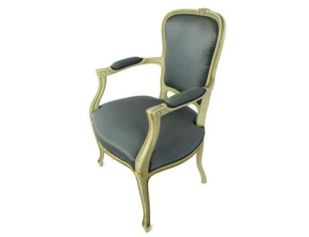 Vintage Arm Lounge Chair Fauteuil French Provincial style Carved Wood Hobnails Stunning