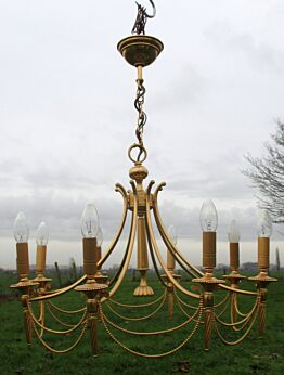 Vintage Italian Sciolari Chandelier Gold Gilt Hollywood Regency style 8 Lights