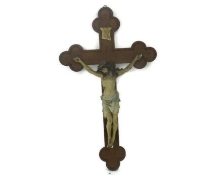 XL Wood Hanging Church Crucifix Plaster Dramatic Gorgeous corpus Piece of art