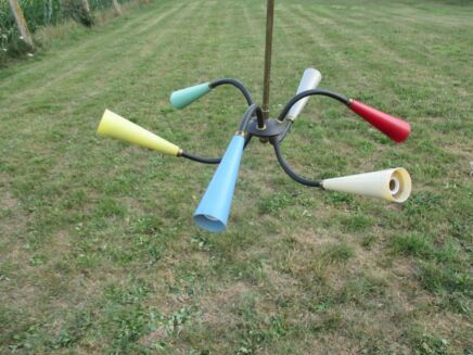 Authentic 1950s 60s Vintage Italian Chandelier era Stilnovo Sputnik Eames 6 arm