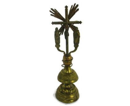 French Antique Standing Crucifix Jesus Christ Lamb of God Snake Calvary Gorgeous