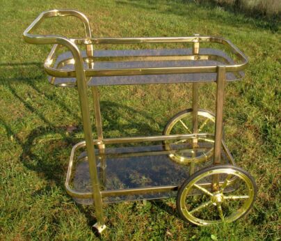 Bar Cocktail Entertainment Cart Trolley Smoked Glass Vintage Beautiful Practical