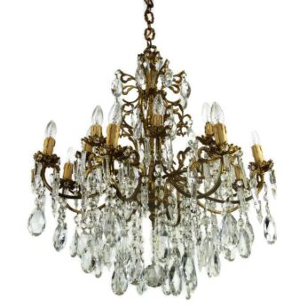 Impressive French Chandelier Crystal Prisms 16 Lights! Waterfall Bag & tent HTF