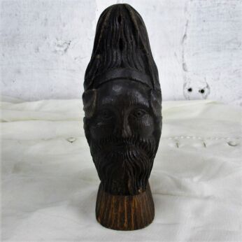 Antique Hand Carved Wood Reclaimed Corbel Architectural Head Staircase Finial