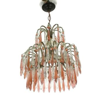 Wedding Chandelier Teardrop Beaded 1 Light Prisms Colored Art Glass