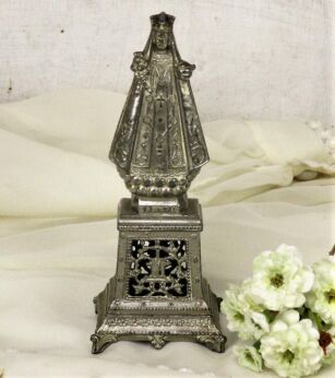 Mini Statue Black Madonna Notre Dame de Hal Lady of Halle Spelter HTF Collector