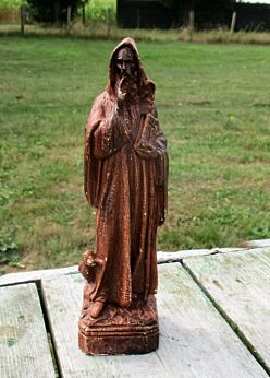 Small Statuette Figurine St Saint Benedict of Nursia Raven Resin Rare