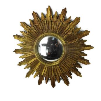 Large Sunburst Starburst Convex Glass Hanging Mirror Modernist Pop Art Resin