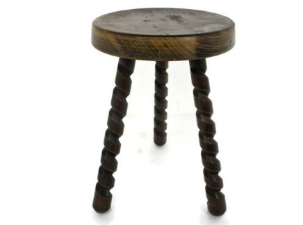 Vintage Hand Carved wood Tripod Milking Stool Pedestal Table Farmhouse Barn Country Style Special legs