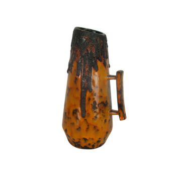 West Germany Art Pottery Vase Jug Pitcher Orange glazed ceramic Fat Lava