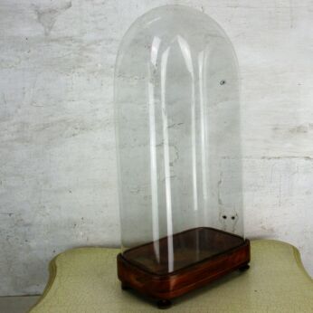 L Antique Victorian Rectangular Square Hand Blown Glass Globe Dome HTF 20.86"