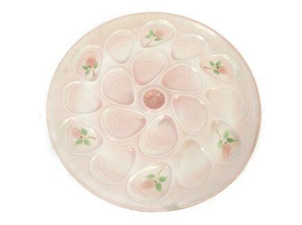Large French Oyster Serving Plate Faience Ceramic Majolica PInk Marked France Poterie  Beautiful