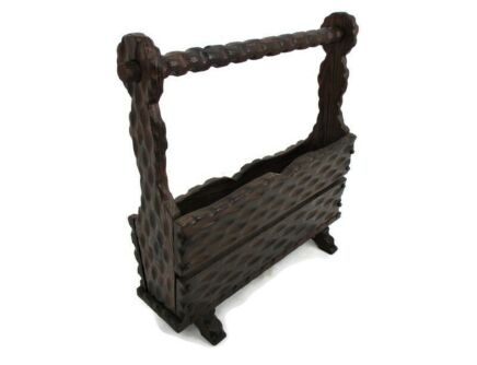 Vintage Spanish Wooden Magazine Newspaper Rack Holder