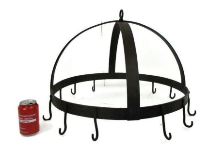 XL antique Hanging Butcher Rack Cast Wrought Iron 4 hooks French Barn Style Organizer Towel Pot Rack Industrial