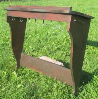 Vintage Farm Style Wooden French Flemish Oak Wall Shelf Coat Hat Rack