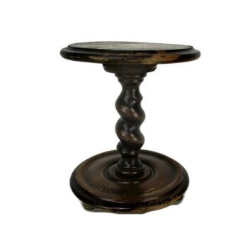Small Barley Twist Wooden Side Display Table Pedestal Plant Stand Mid century Modern 11.81"