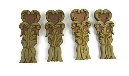 4 Small pieces Antique Vintage French Carved Wood Reclaimed Architectural Trim Corbels