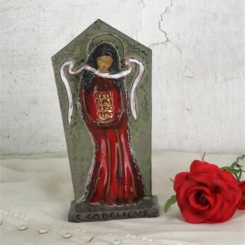 Ceramic Wall hanging Statue St Saint Godelieve Godeleva Gedelina Martyr HTF