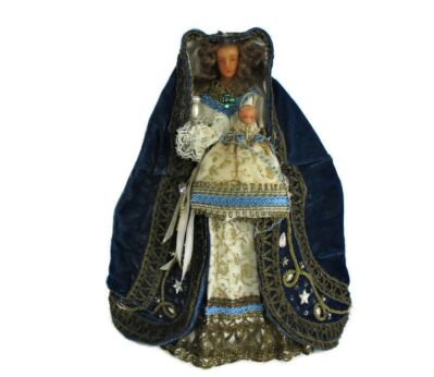 Hand Made Wax Madonna Virgin Mary Our Lady with Infant Jesus Figurine Doll Made by Nuns