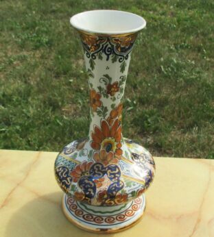Vintage Vase Holland Polychrome Hand Painted Marked Lovely Colors