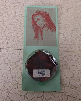 Saint Rita of Cascia Relic Devoted Blessed Rose Petals Vintage Praying Card HTF
