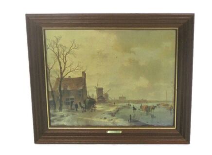 Framed Print on cardboard Wooden Frame Flemish School Landscape Beatiful