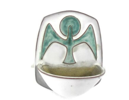 Holy Water Font Vessel Wall Hanging Ceramic Holy Spirit Dove Belgium